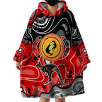 Aboriginal Flag Style Dot Art And Abstract Kangaroo Wearable Blanket Hoodie