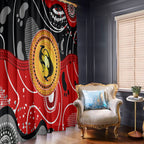 Aboriginal Flag Style Dot Art And Abstract Kangaroo Window Curtain