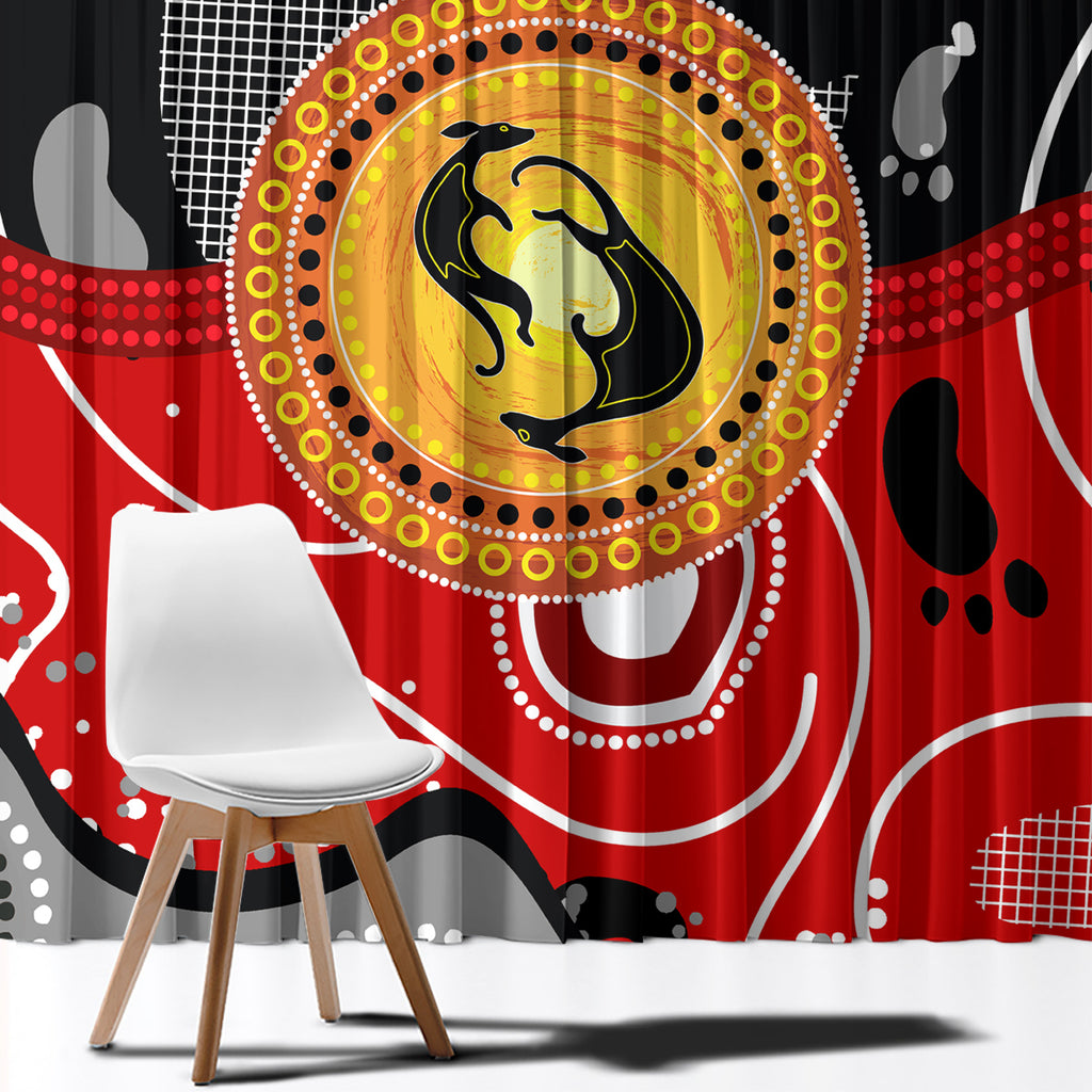 Aboriginal Flag Style Dot Art And Abstract Kangaroo Window Curtain
