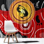 Aboriginal Flag Style Dot Art And Abstract Kangaroo Window Curtain