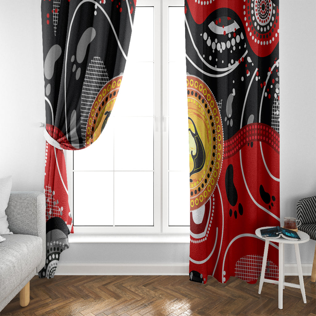 Aboriginal Flag Style Dot Art And Abstract Kangaroo Window Curtain