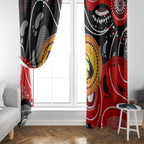 Aboriginal Flag Style Dot Art And Abstract Kangaroo Window Curtain