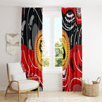 Aboriginal Flag Style Dot Art And Abstract Kangaroo Window Curtain