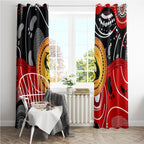 Aboriginal Flag Style Dot Art And Abstract Kangaroo Window Curtain