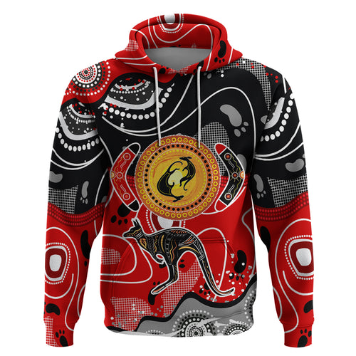 Aboriginal Flag Style Dot Art And Abstract Kangaroo Zip Hoodie