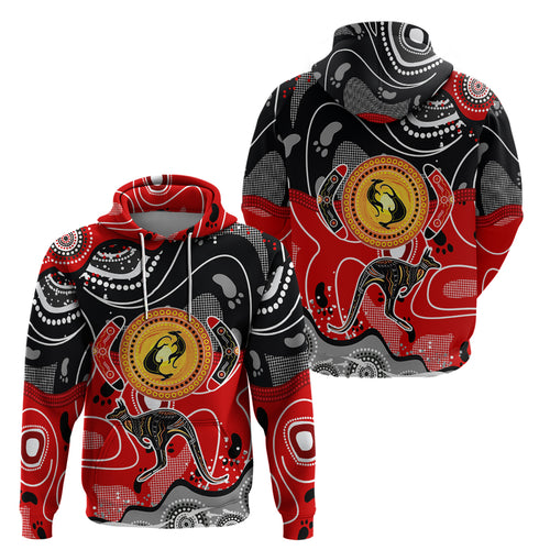 Aboriginal Flag Style Dot Art And Abstract Kangaroo Zip Hoodie