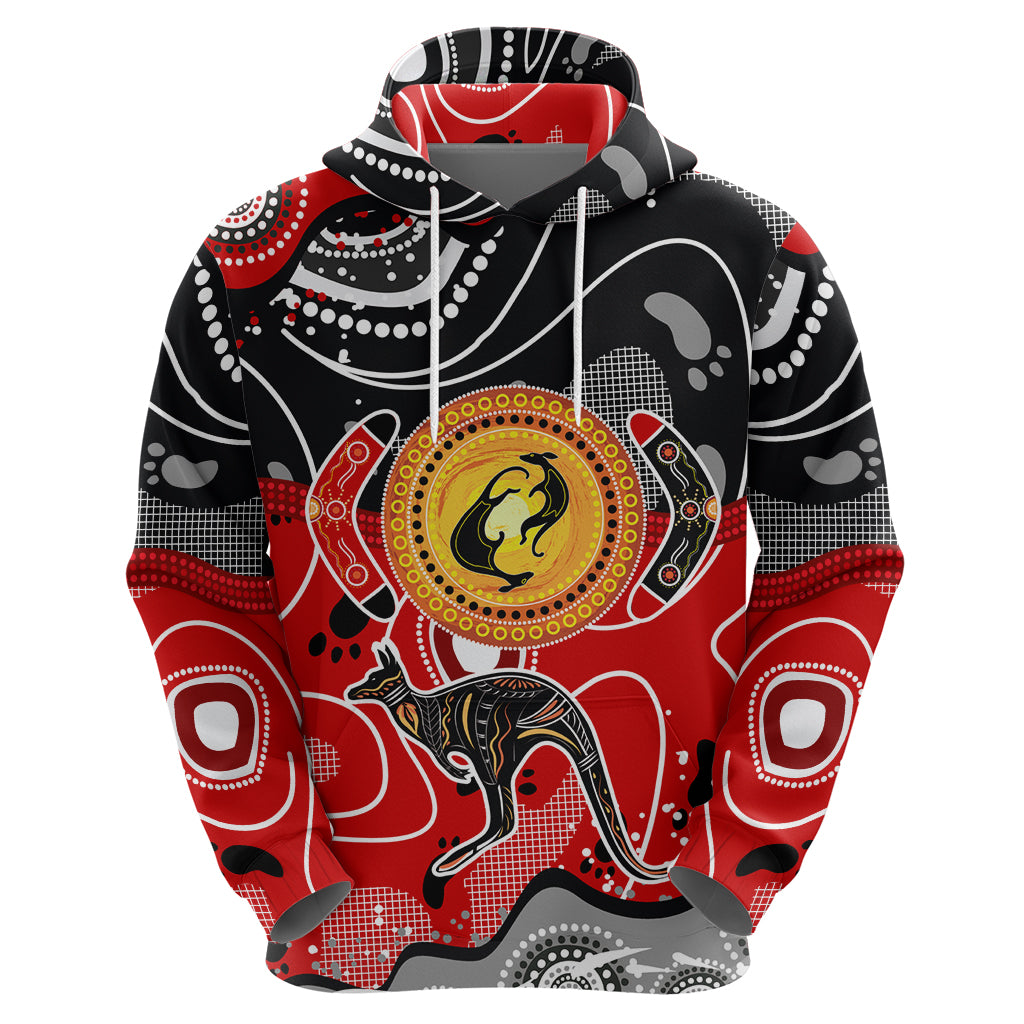 Aboriginal Flag Style Dot Art And Abstract Kangaroo Zip Hoodie