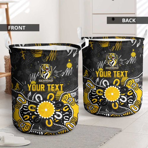 Personalized Richmond Tigers Laundry Basket Aboriginal Dot Painting Graffiti Style