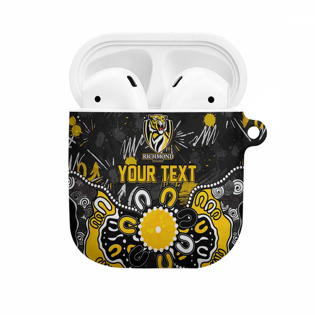 Personalized Richmond Tigers AirPods Case Aboriginal Dot Painting Graffiti Style