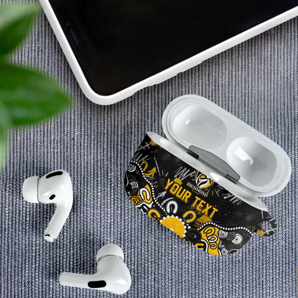 Personalized Richmond Tigers AirPods Case Aboriginal Dot Painting Graffiti Style