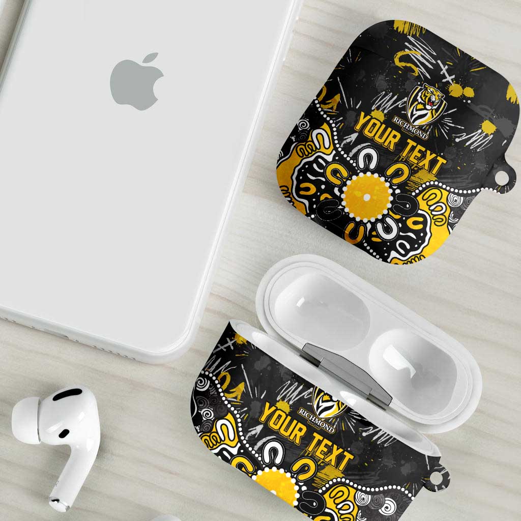 Personalized Richmond Tigers AirPods Case Aboriginal Dot Painting Graffiti Style