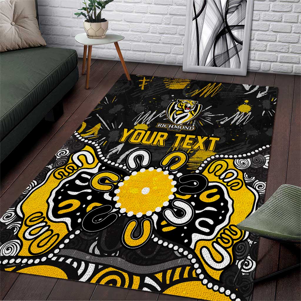 Personalized Richmond Tigers Area Rug Aboriginal Dot Painting Graffiti Style
