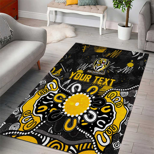 Personalized Richmond Tigers Area Rug Aboriginal Dot Painting Graffiti Style
