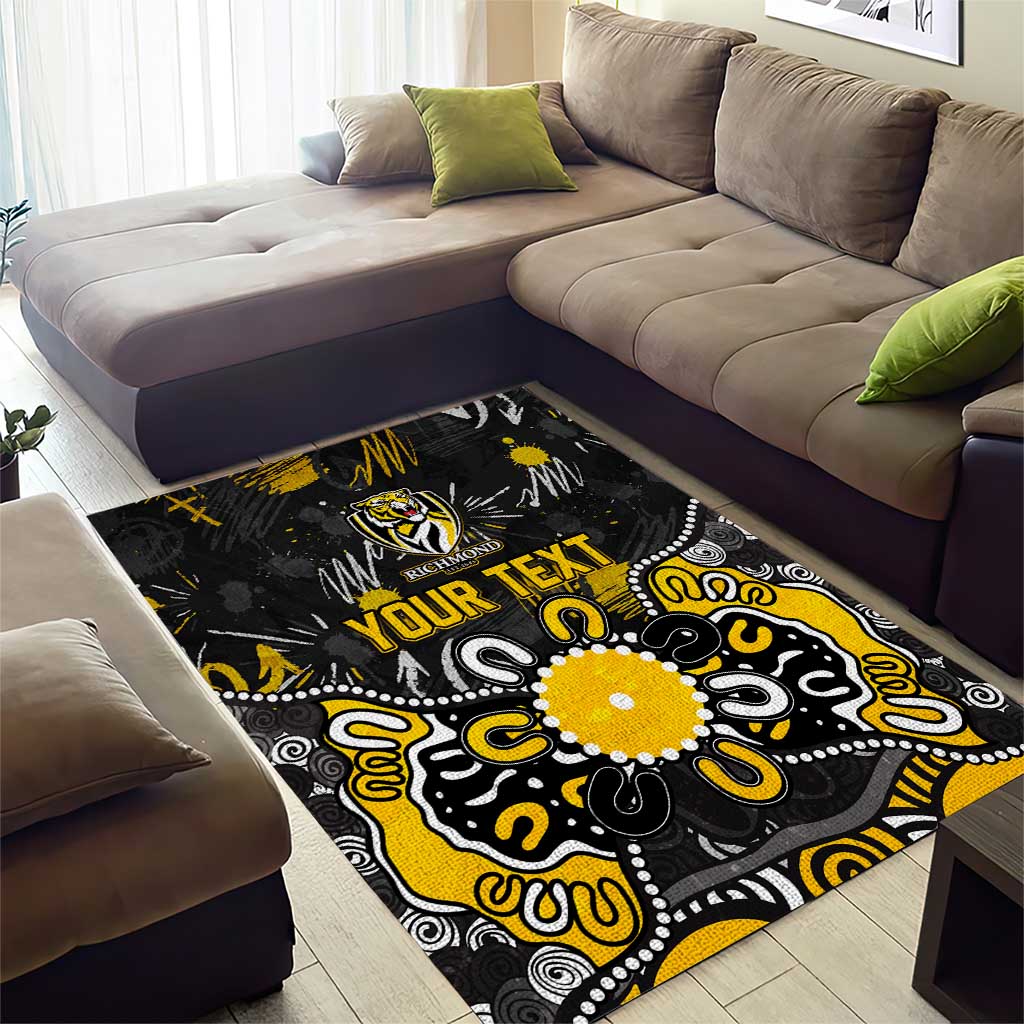 Personalized Richmond Tigers Area Rug Aboriginal Dot Painting Graffiti Style