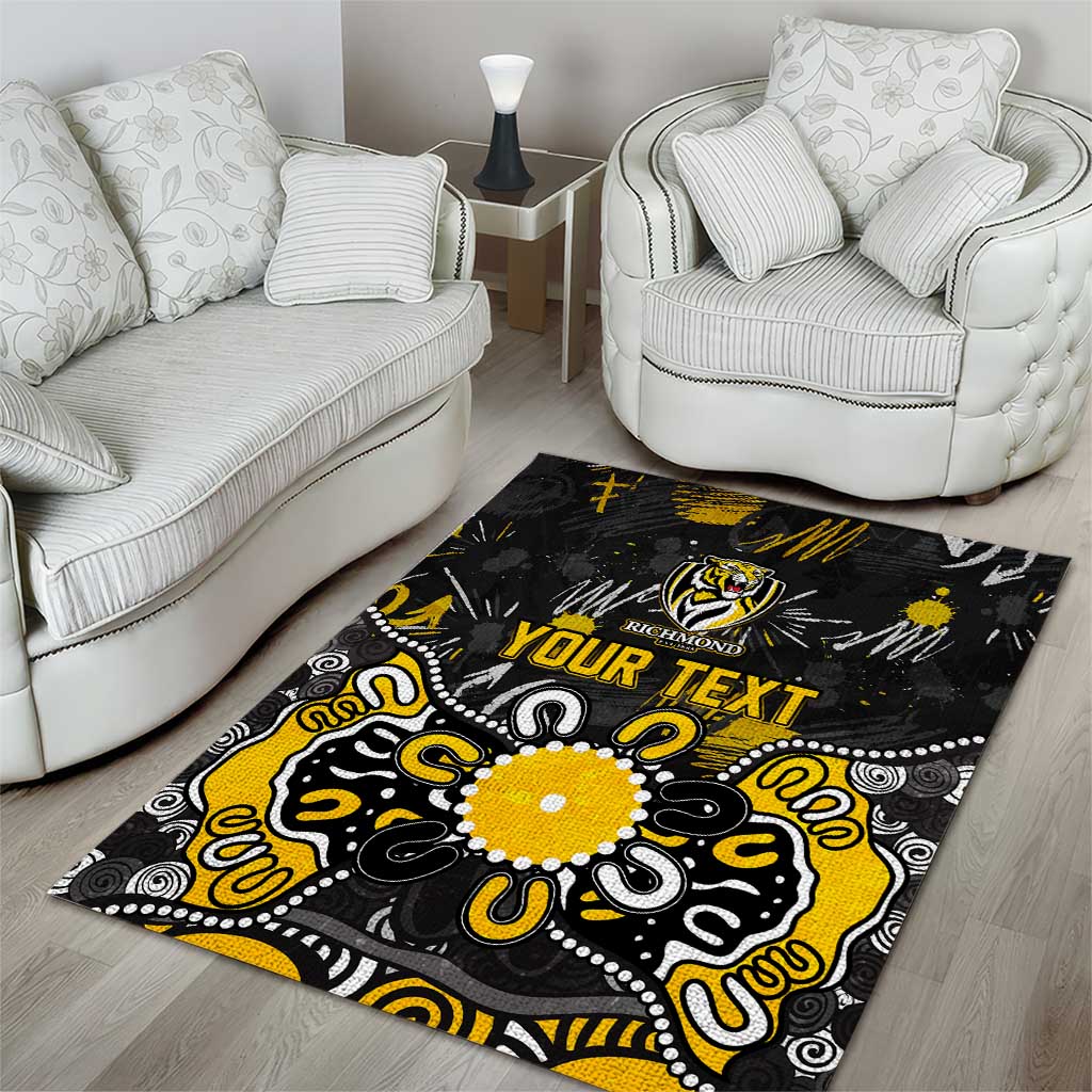 Personalized Richmond Tigers Area Rug Aboriginal Dot Painting Graffiti Style
