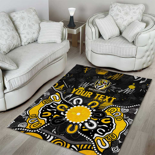 Personalized Richmond Tigers Area Rug Aboriginal Dot Painting Graffiti Style