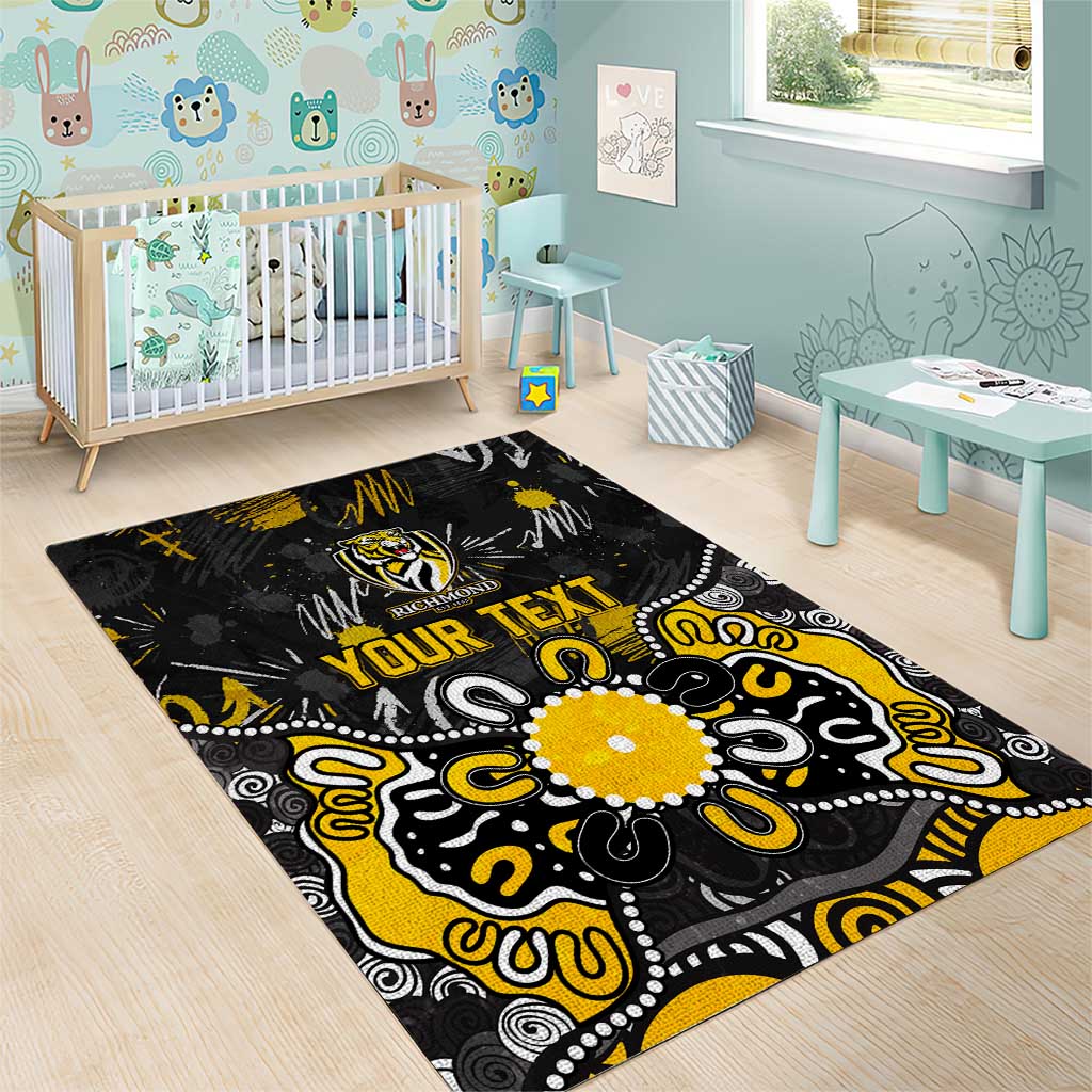 Personalized Richmond Tigers Area Rug Aboriginal Dot Painting Graffiti Style