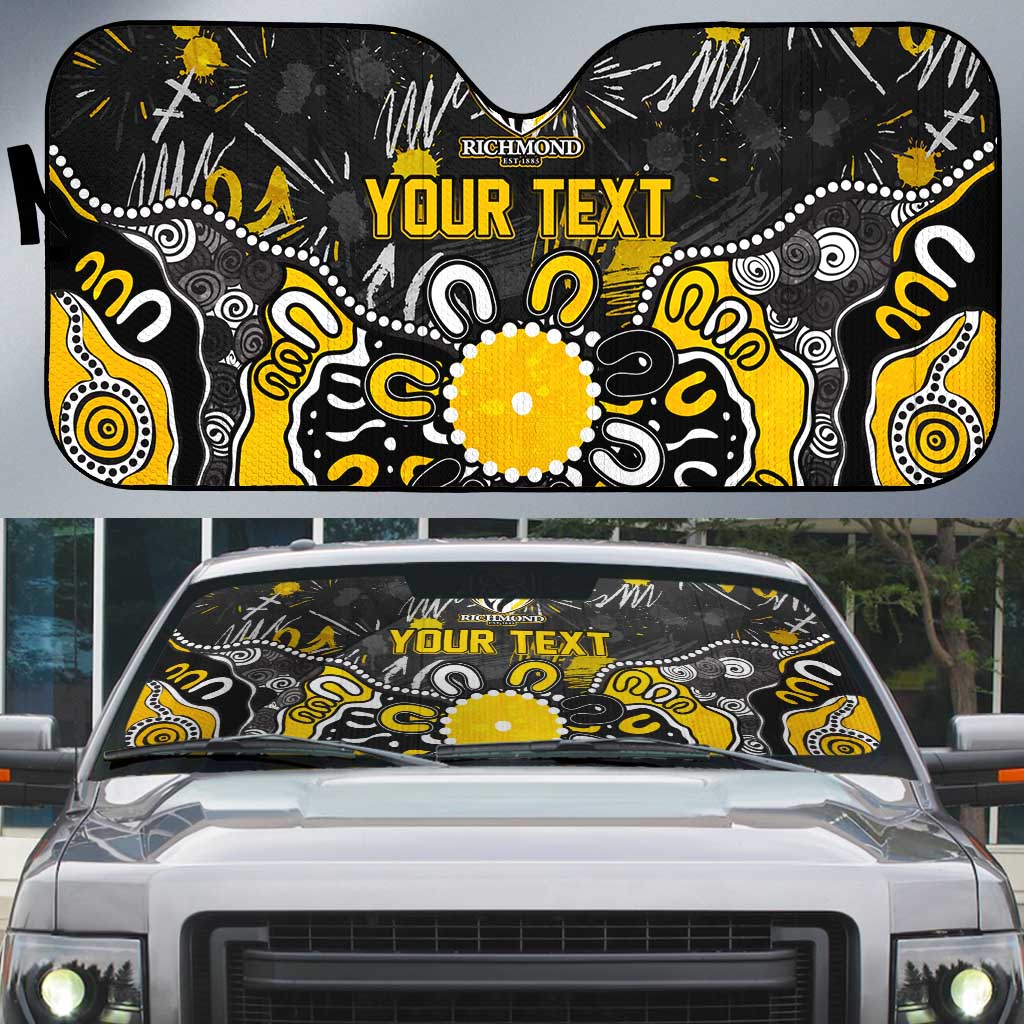 Personalized Richmond Tigers Auto Sun Shade Aboriginal Dot Painting Graffiti Style