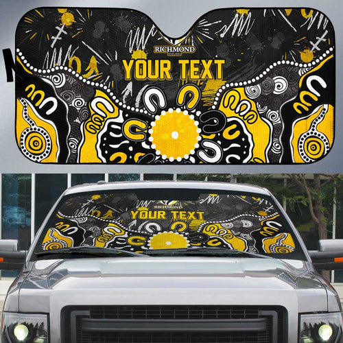 Personalized Richmond Tigers Auto Sun Shade Aboriginal Dot Painting Graffiti Style