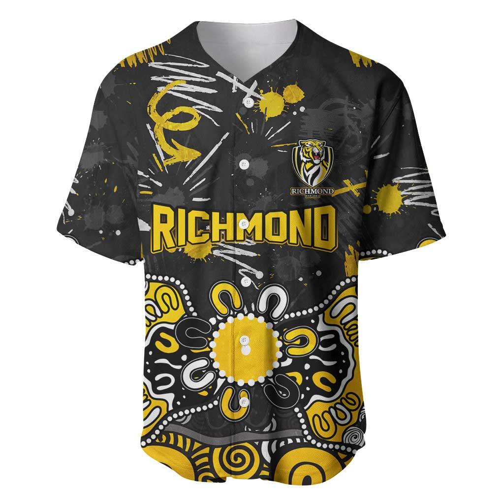 Personalized Richmond Tigers Baseball Jersey Aboriginal Dot Painting Graffiti Style