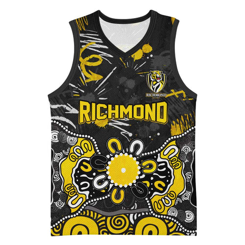 Personalized Richmond Tigers Basketball Jersey Aboriginal Dot Painting Graffiti Style