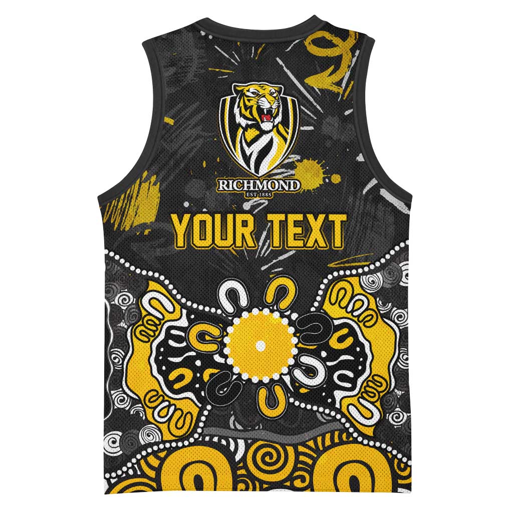 Personalized Richmond Tigers Basketball Jersey Aboriginal Dot Painting Graffiti Style