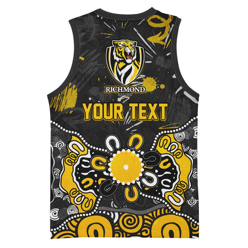 Personalized Richmond Tigers Basketball Jersey Aboriginal Dot Painting Graffiti Style