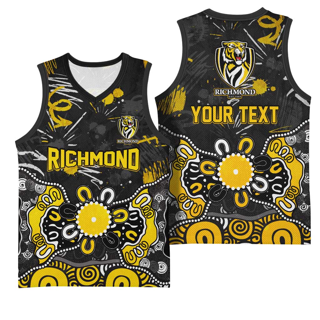 Personalized Richmond Tigers Basketball Jersey Aboriginal Dot Painting Graffiti Style