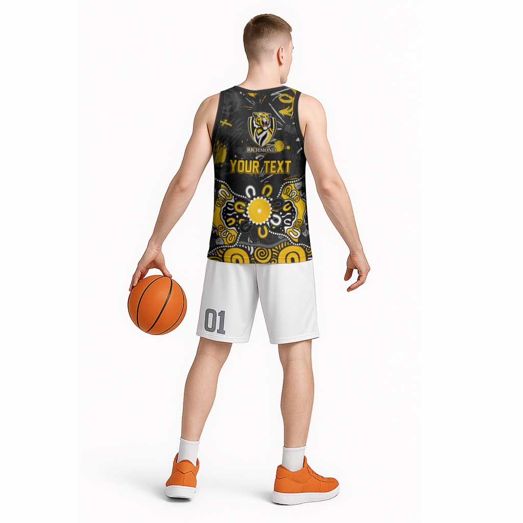 Personalized Richmond Tigers Basketball Jersey Aboriginal Dot Painting Graffiti Style