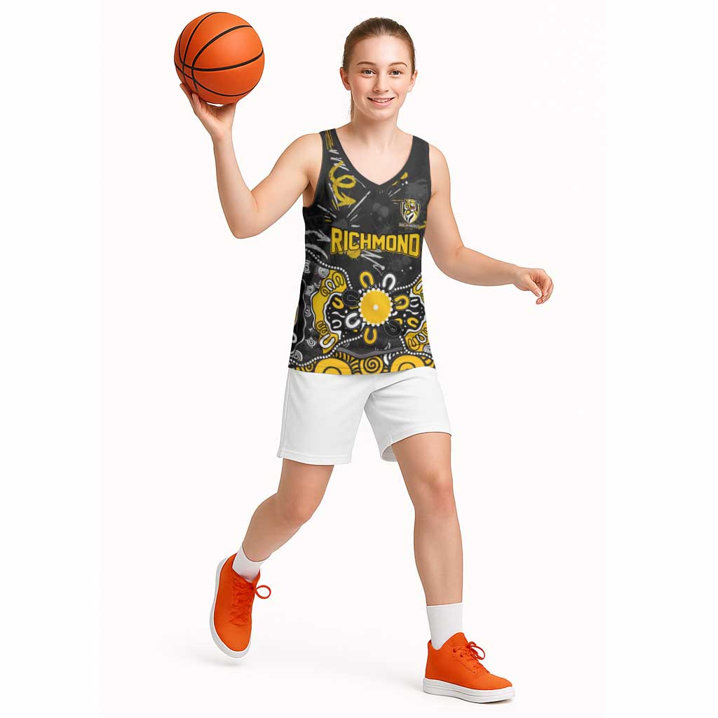 Personalized Richmond Tigers Basketball Jersey Aboriginal Dot Painting Graffiti Style