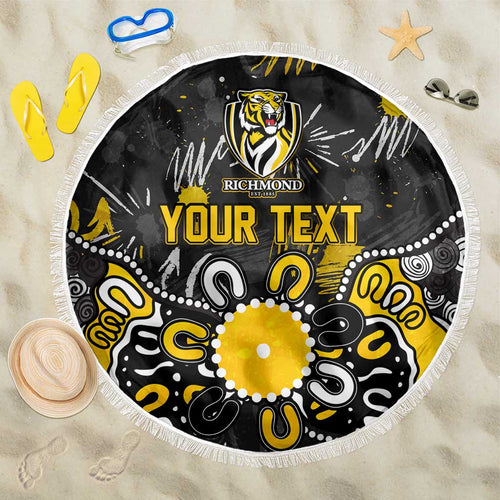 Personalized Richmond Tigers Beach Blanket Aboriginal Dot Painting Graffiti Style
