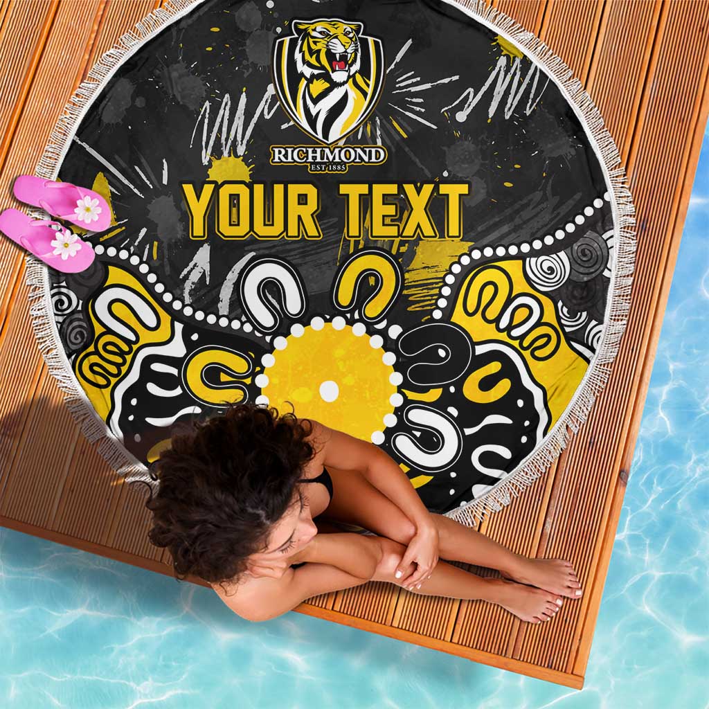 Personalized Richmond Tigers Beach Blanket Aboriginal Dot Painting Graffiti Style