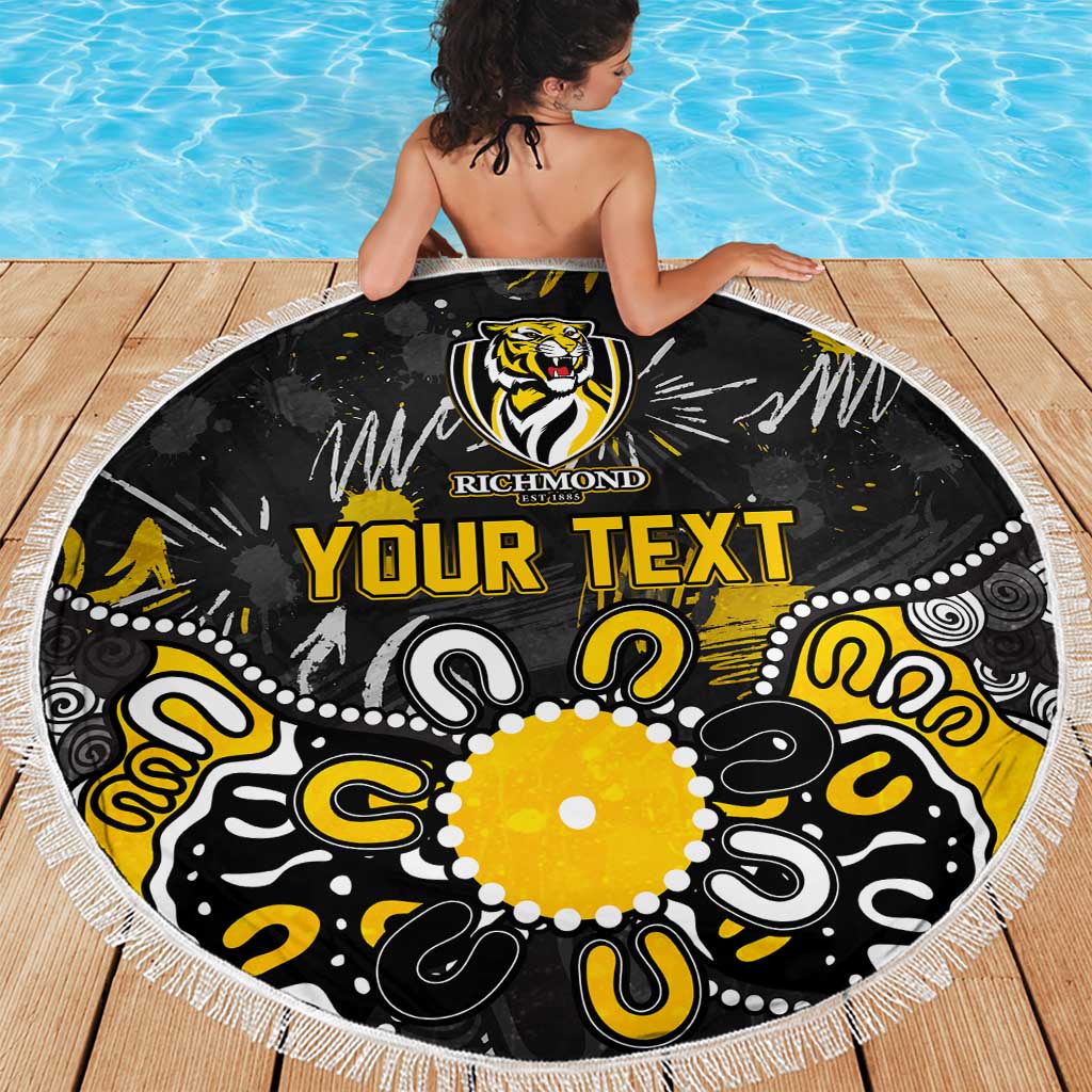 Personalized Richmond Tigers Beach Blanket Aboriginal Dot Painting Graffiti Style