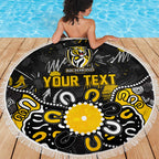 Personalized Richmond Tigers Beach Blanket Aboriginal Dot Painting Graffiti Style