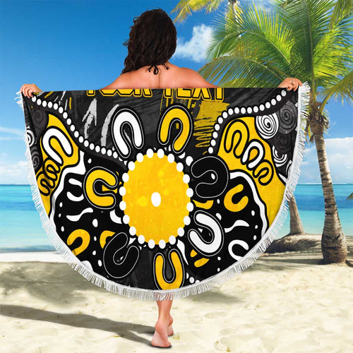 Personalized Richmond Tigers Beach Blanket Aboriginal Dot Painting Graffiti Style