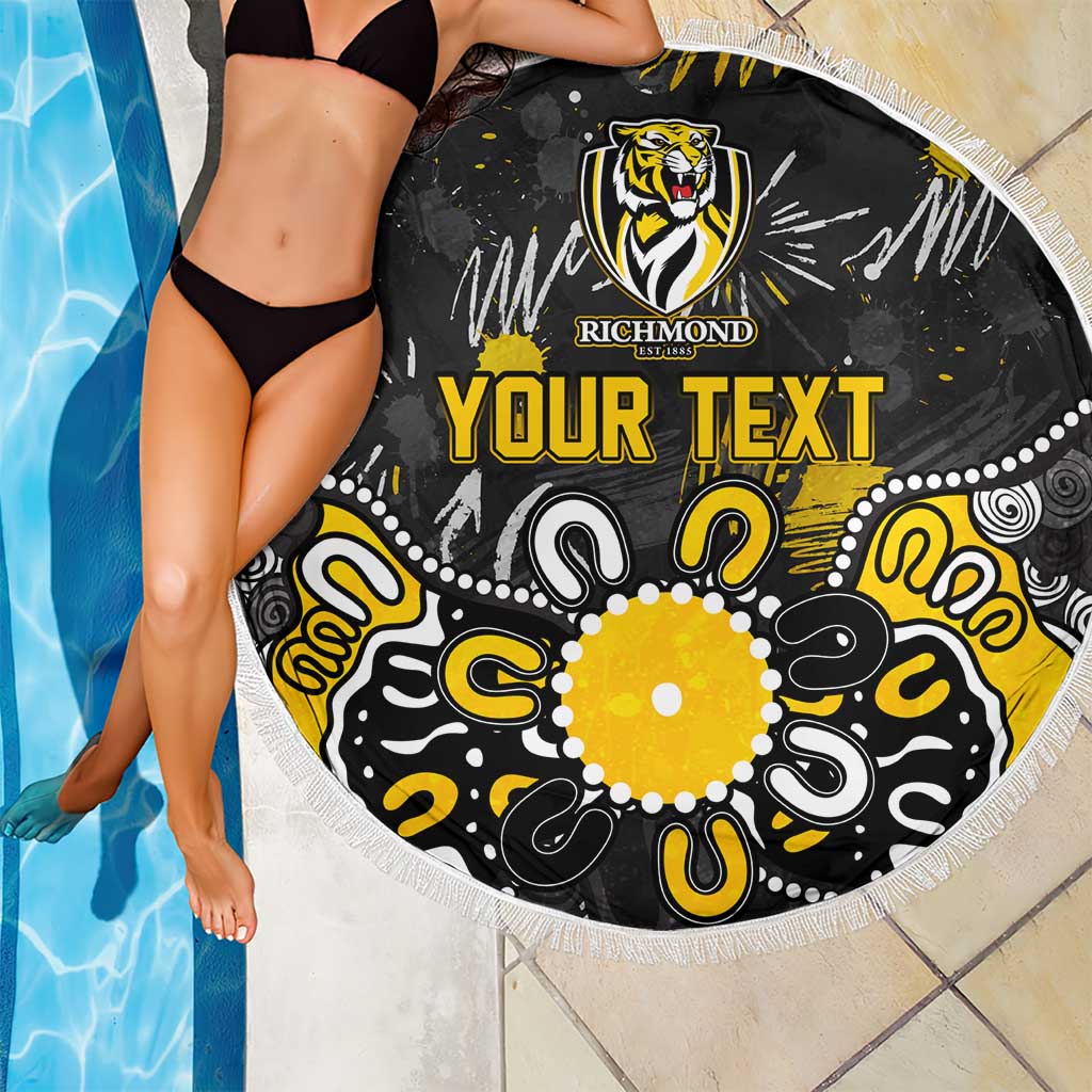Personalized Richmond Tigers Beach Blanket Aboriginal Dot Painting Graffiti Style
