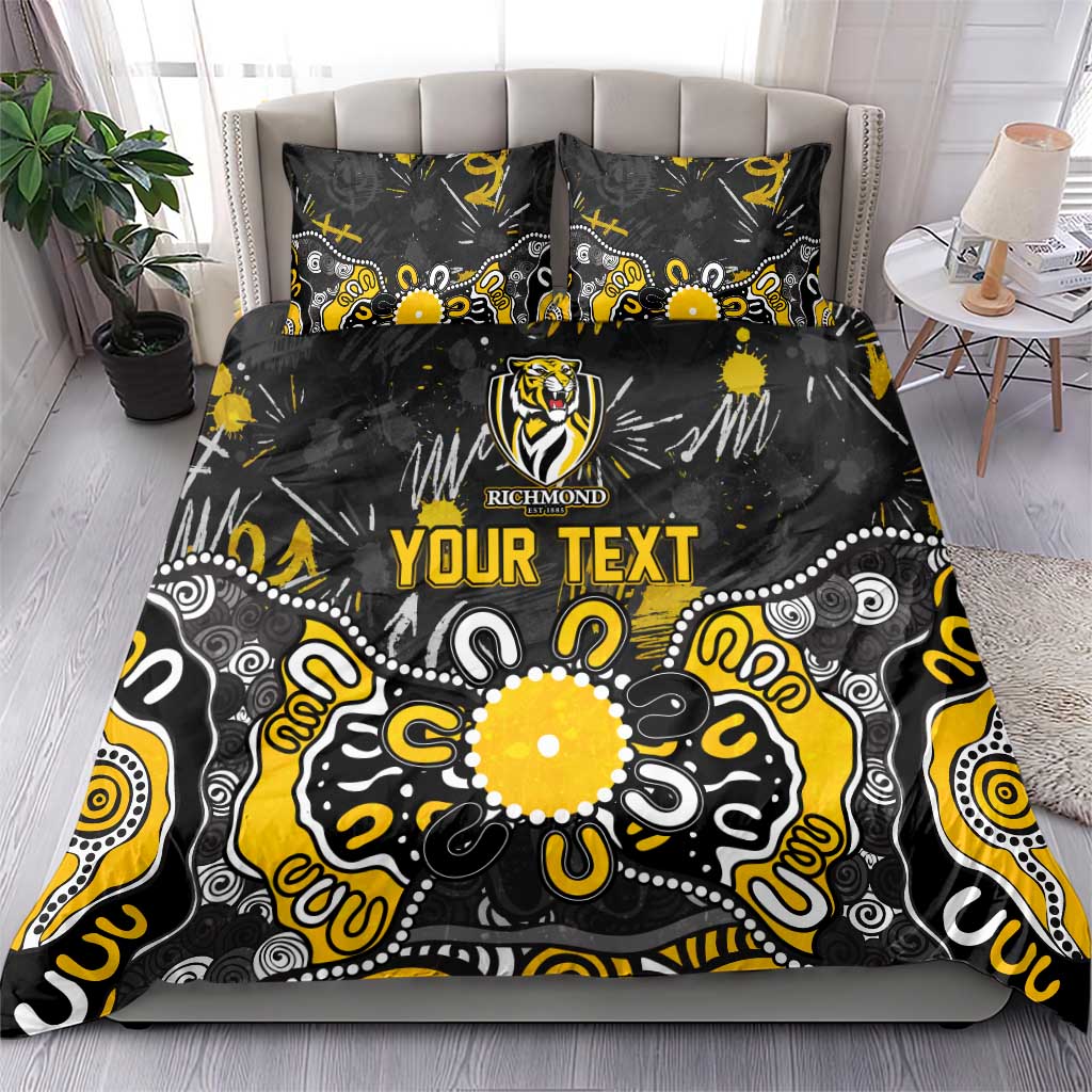 Personalized Richmond Tigers Bedding Set Aboriginal Dot Painting Graffiti Style