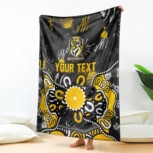 Personalized Richmond Tigers Blanket Aboriginal Dot Painting Graffiti Style