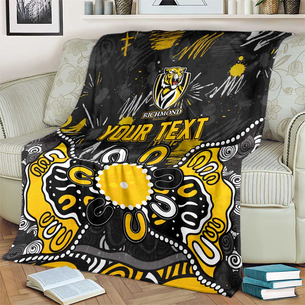 Personalized Richmond Tigers Blanket Aboriginal Dot Painting Graffiti Style