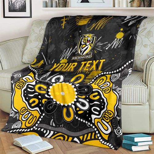 Personalized Richmond Tigers Blanket Aboriginal Dot Painting Graffiti Style