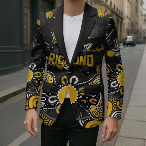 Personalized Richmond Tigers Blazer Aboriginal Dot Painting Graffiti Style