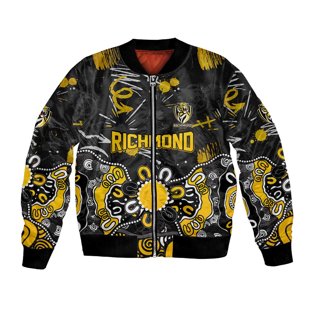 Personalized Richmond Tigers Bomber Jacket Aboriginal Dot Painting Graffiti Style