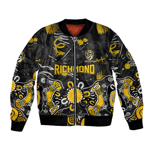Personalized Richmond Tigers Bomber Jacket Aboriginal Dot Painting Graffiti Style