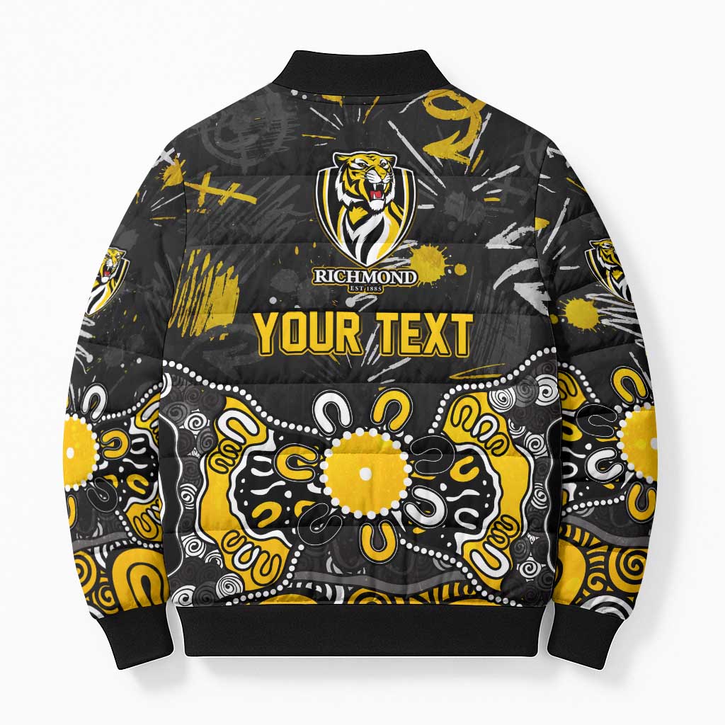 Personalized Richmond Tigers Bomber Puffer Jacket Aboriginal Dot Painting Graffiti Style