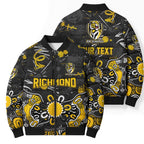 Personalized Richmond Tigers Bomber Puffer Jacket Aboriginal Dot Painting Graffiti Style