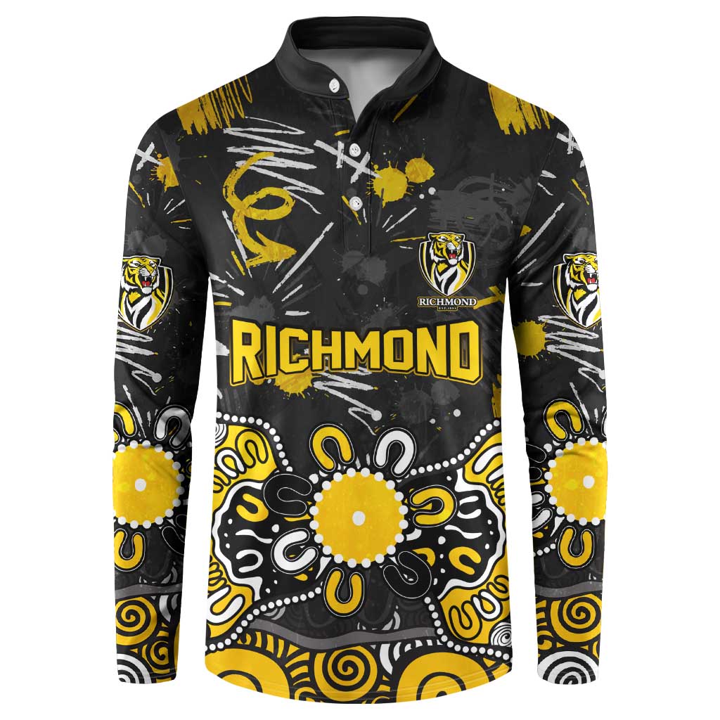 Personalized Richmond Tigers Button Sweatshirt Aboriginal Dot Painting Graffiti Style
