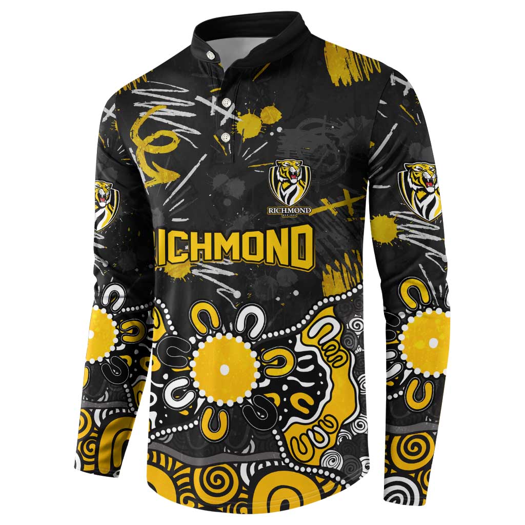 Personalized Richmond Tigers Button Sweatshirt Aboriginal Dot Painting Graffiti Style