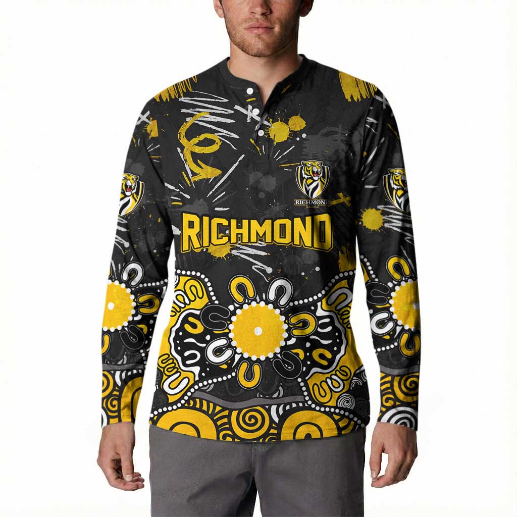 Personalized Richmond Tigers Button Sweatshirt Aboriginal Dot Painting Graffiti Style