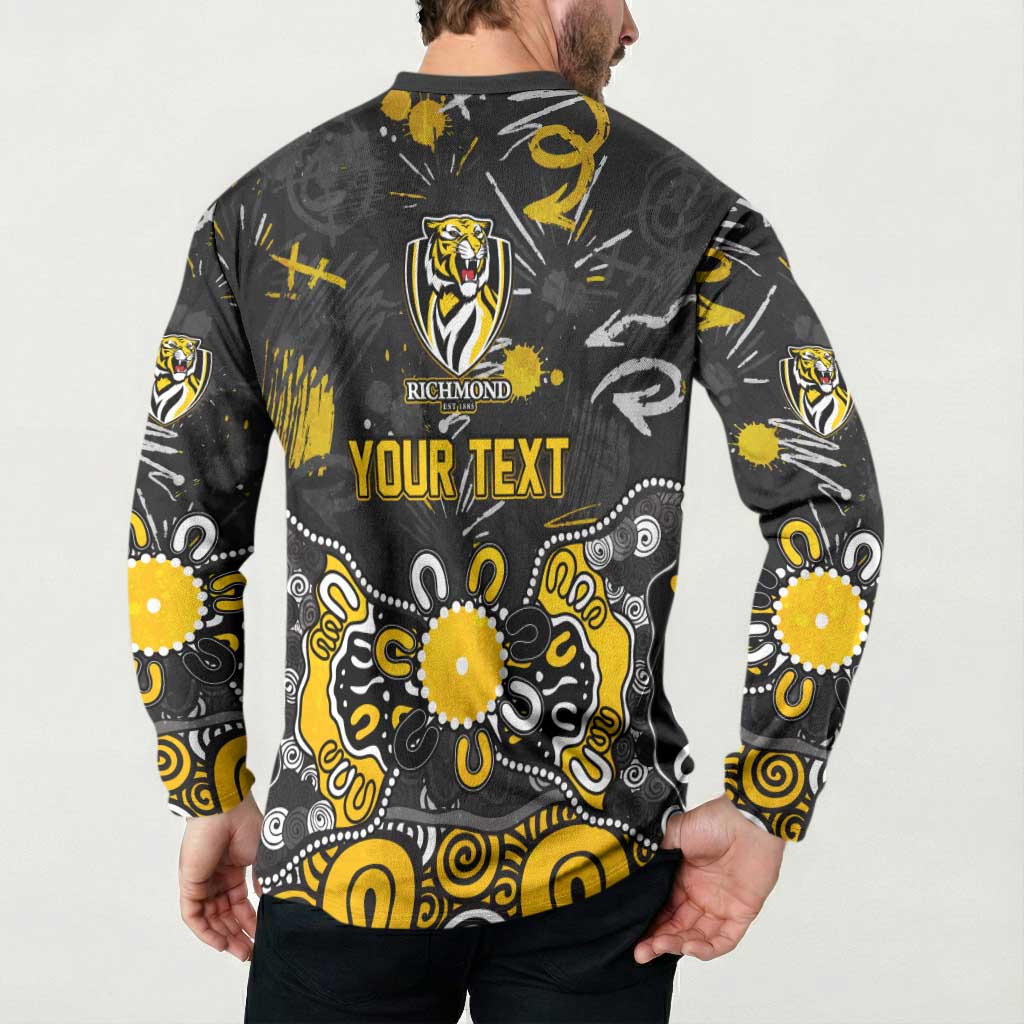 Personalized Richmond Tigers Button Sweatshirt Aboriginal Dot Painting Graffiti Style