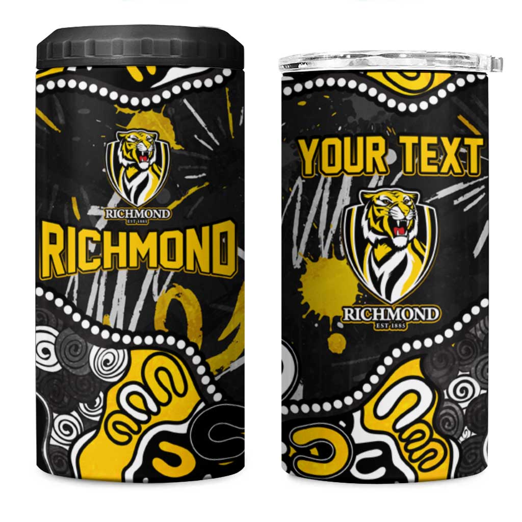Personalized Richmond Tigers 4 in 1 Can Cooler Tumbler Aboriginal Dot Painting Graffiti Style